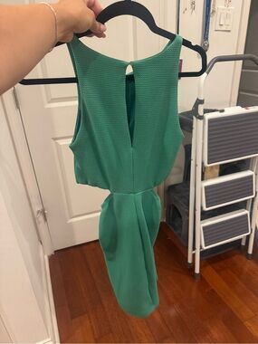 Green Textured Sleeveless Dress